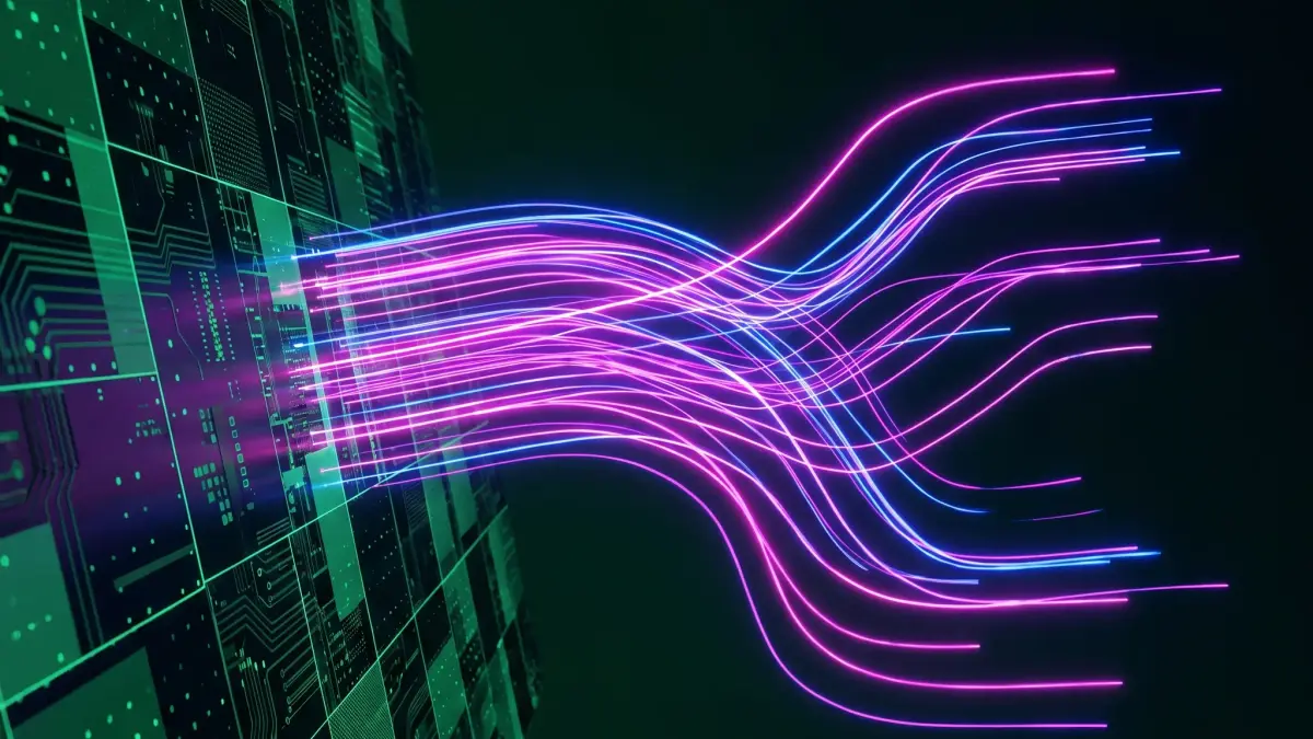 Publast article fallback image showing neon publishing signal routes